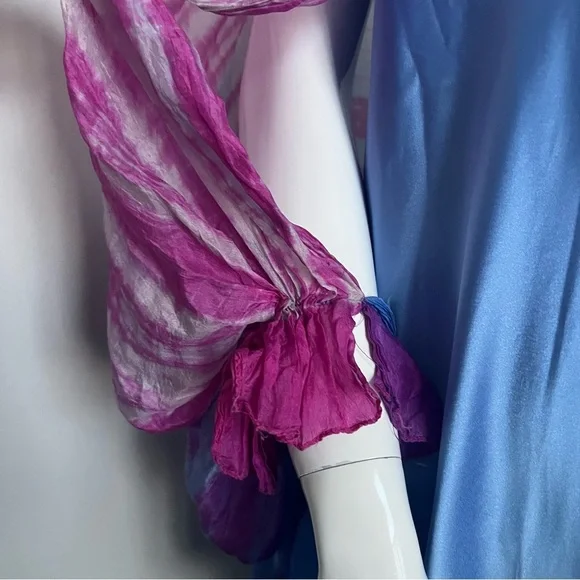 Vintage 100% Silk Shawl – Hand-Dyed Look, Pink & Lavender Stripes - Picture 4 of 6